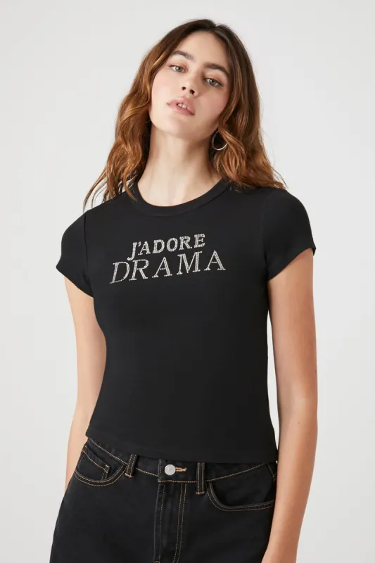 Jadore Drama Rhinestone Baby T-Shirt made by Forever 21