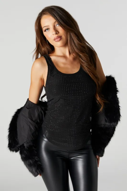 Black Rhinestone Mesh Tank sold by Urban Planet