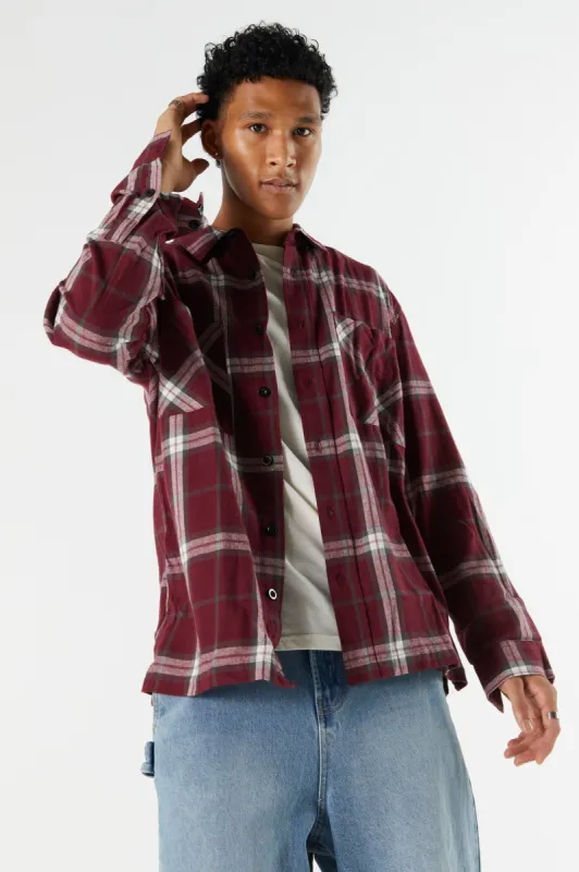 Red Plaid Button-Up Top sold by Urban Planet