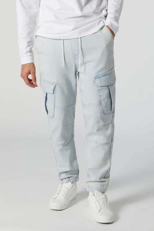 Light Wash Denim Cargo Jogger sold by Urban Planet