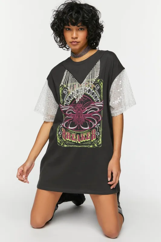 Robe t-shirt imprimé avec franges perlées sold by Urban Planet