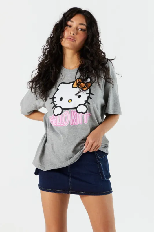 Gray Hello Kitty Graphic Boyfriend T-Shirt sold by Urban Planet