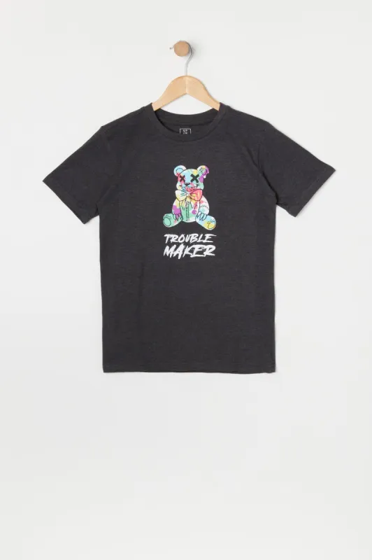 Boys Trouble Maker Bear Graphic T-Shirt sold by Urban Planet