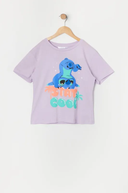 Girls Lilac Stitch Graphic T-Shirt made by Urban Planet