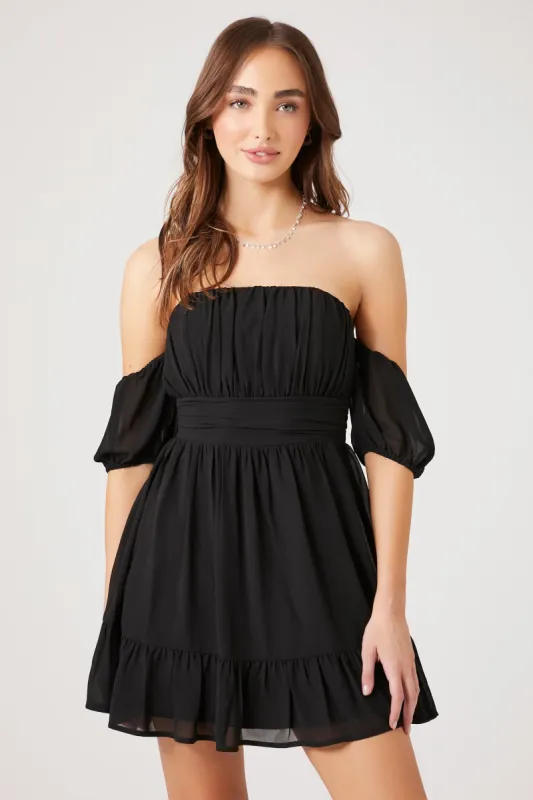 Off Shoulder Flounce Mini Dress sold by Urban Planet