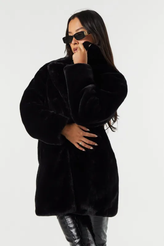Mid Length Faux Fur Coat sold by Urban Planet
