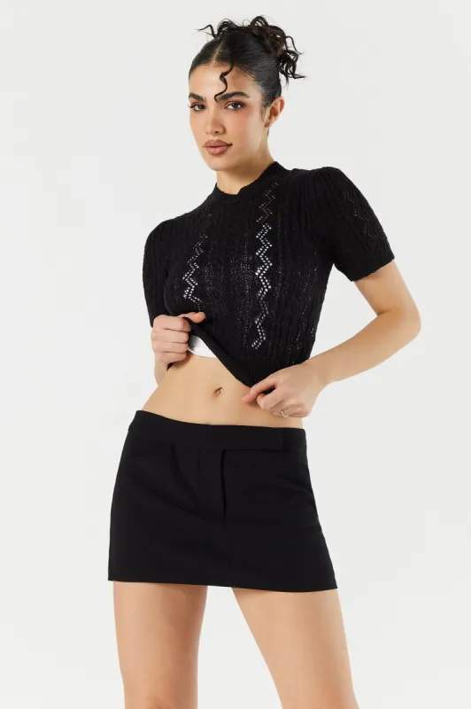 Pointelle Knit Short Sleeve Top sold by Urban Planet