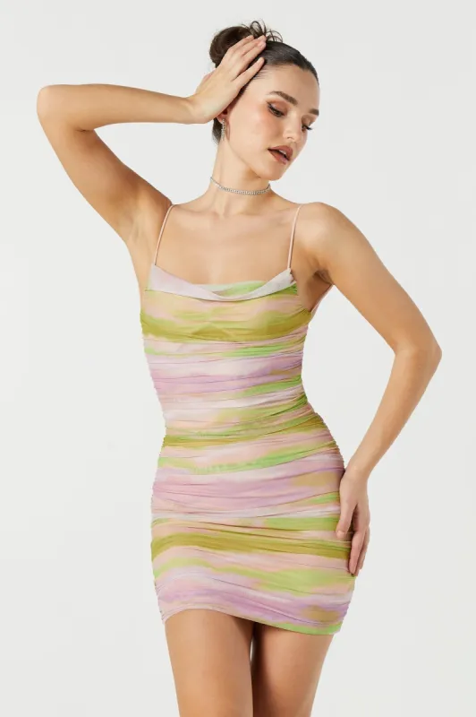 Striped Ruched Strappy Back Mini Dress sold by Urban Planet