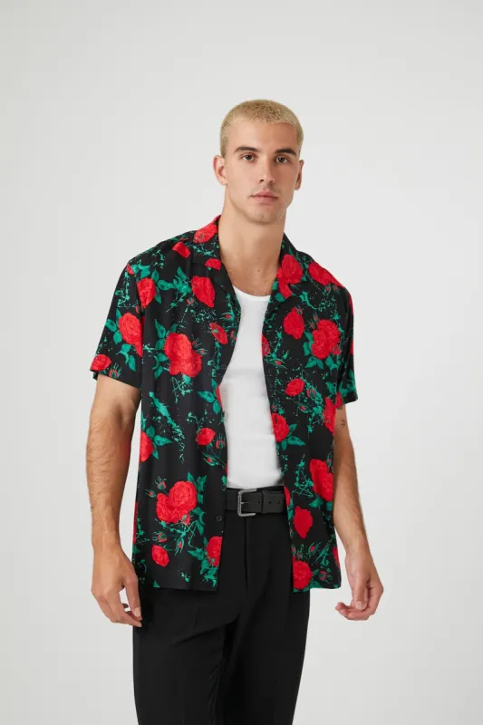 Rose Print Button-Up Top sold by Urban Planet