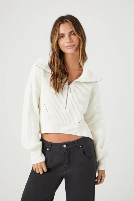 Half Zip Ribbed Knit Sweater sold by Urban Planet