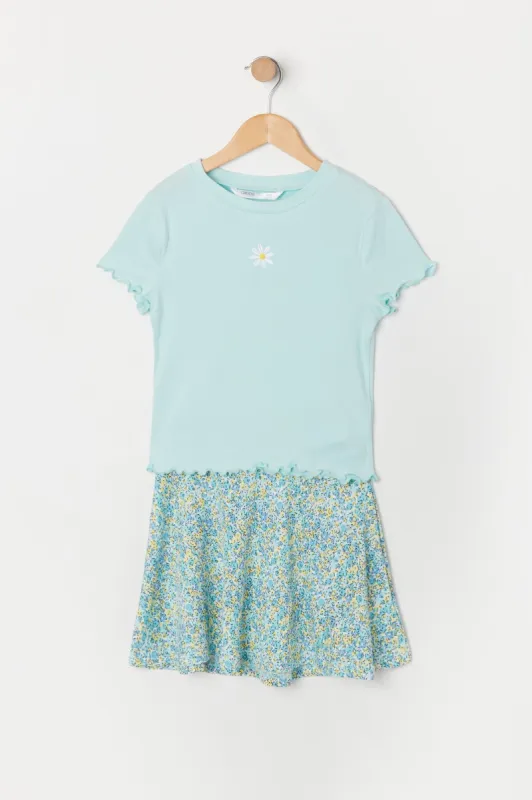 Girls Daisy Graphic T-Shirt and Skirt Set sold by Urban Planet