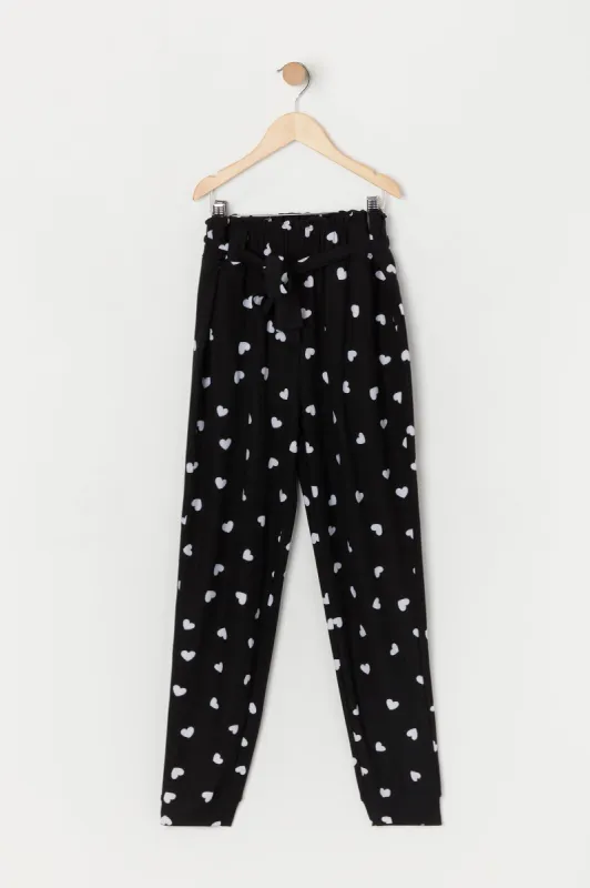 Girls Soft Heart Print Paperbag Jogger sold by Urban Planet
