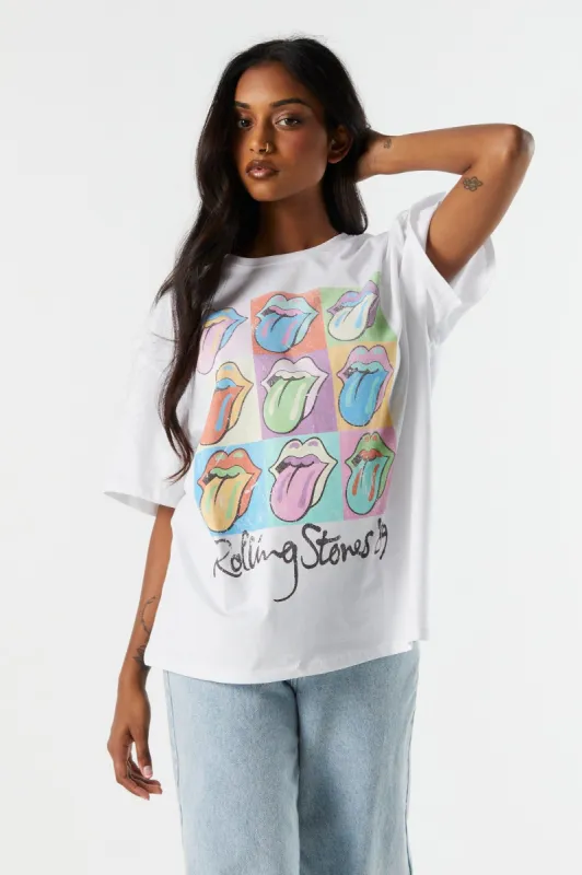 T-shirt de coupe garçonne à imprimé Rolling Stones sold by Urban Planet