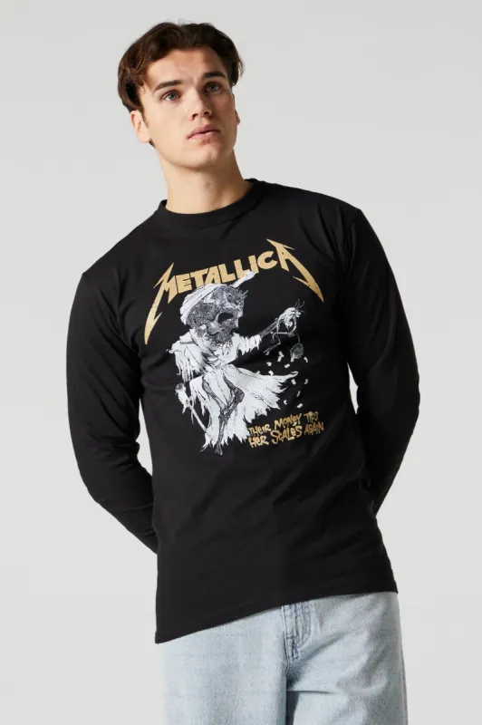 Metallica Crew Neck Graphic Long Sleeve Top sold by Urban Planet