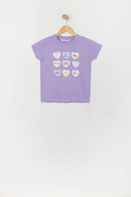 Girls Valentines Candy Heart Graphic T-Shirt sold by Urban Planet