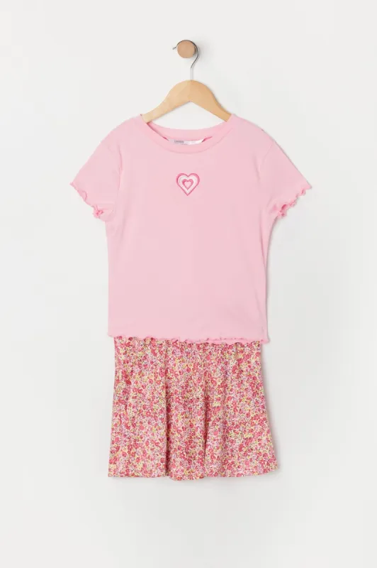 Ensemble avec t-shirt et jupe à imprimé Coeur pour fille sold by Urban Planet