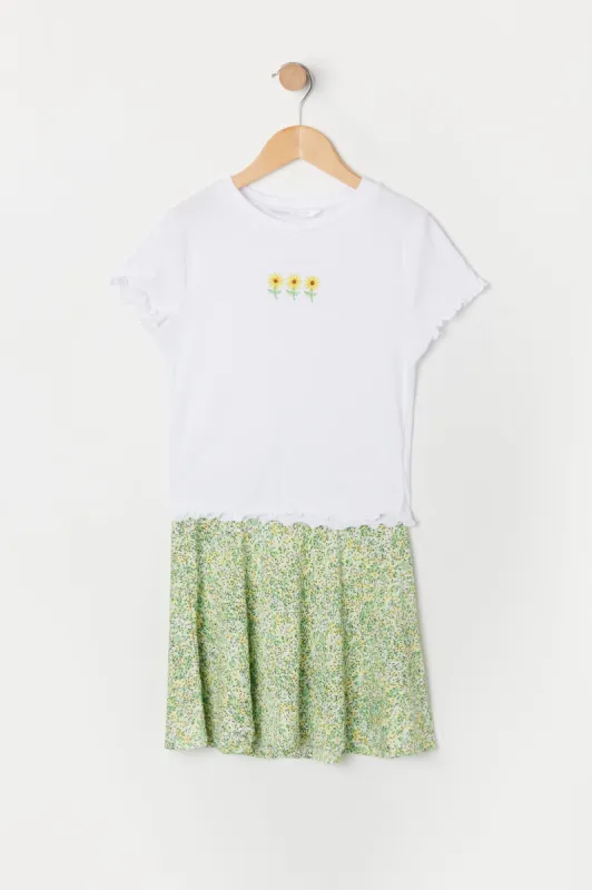 Ensemble avec t-shirt et jupe fleuris pour fille sold by Urban Planet