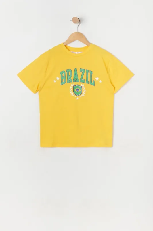 Girls Brazil Graphic World Cup Boyfriend T-Shirt sold by Urban Planet