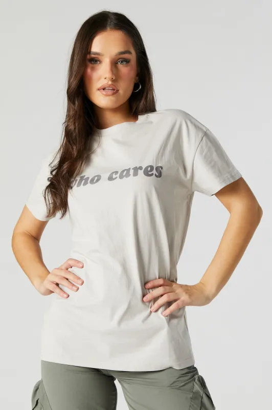 Who Cares Oversized Graphic T-Shirt sold by Urban Planet