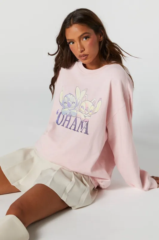 Pink Ohana Graphic Boyfriend Sweatshirt sold by Urban Planet