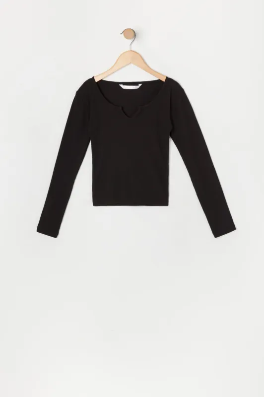 Girls Ribbed Long Sleeve Top sold by Urban Planet