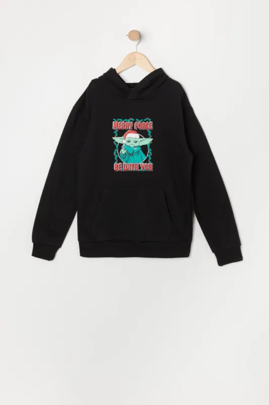 Boys Xmas Yoda Graphic Fleece Hoodie made by Urban Planet