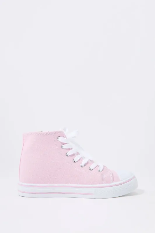 Pink Girls High Top Side Zip Sneaker sold by Urban Planet
