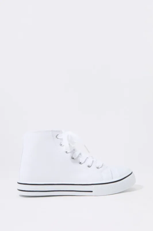 Girls white High Top Side Zip Sneaker sold by Urban Planet