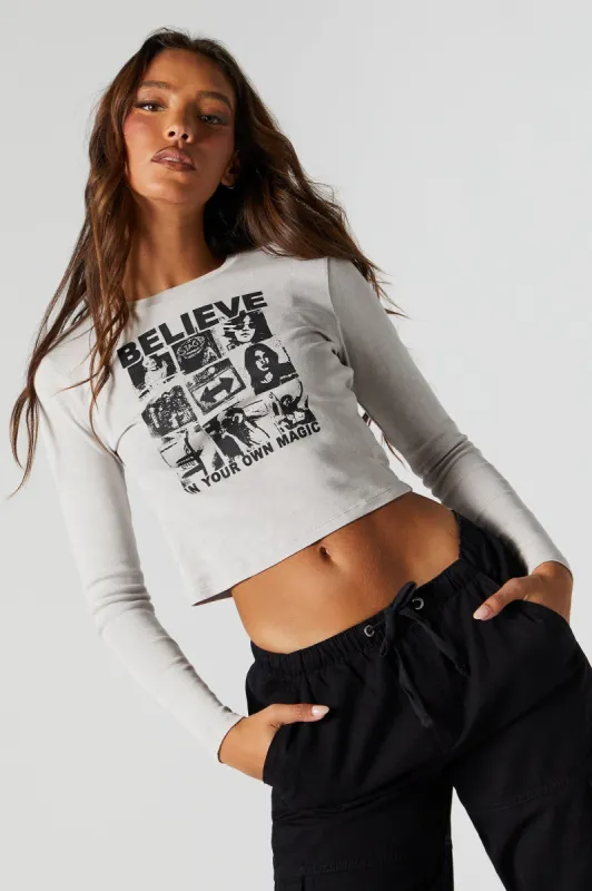 Believe Graphic Cropped Sleeve Top sold by Urban Planet