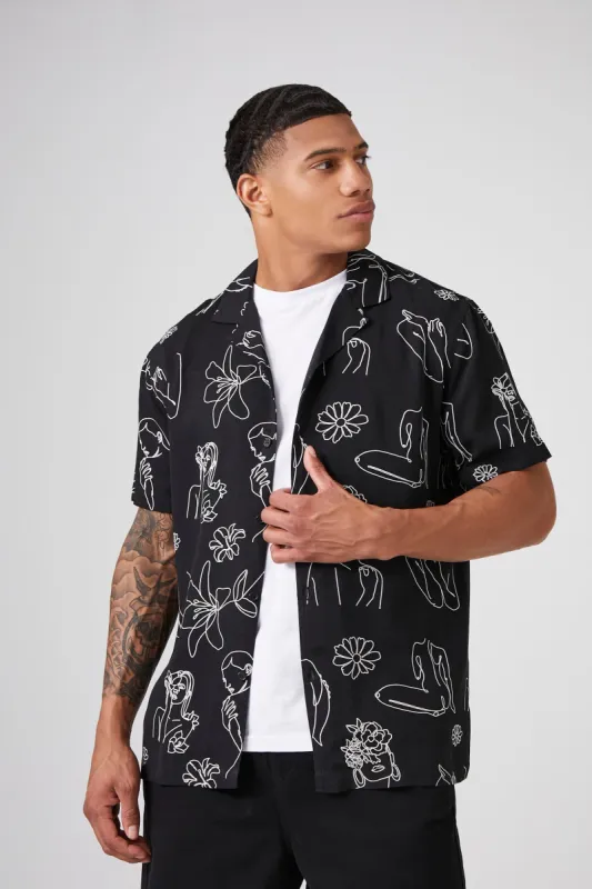 Haut boutonné en sergé avec motif ligné artistique sold by Urban Planet