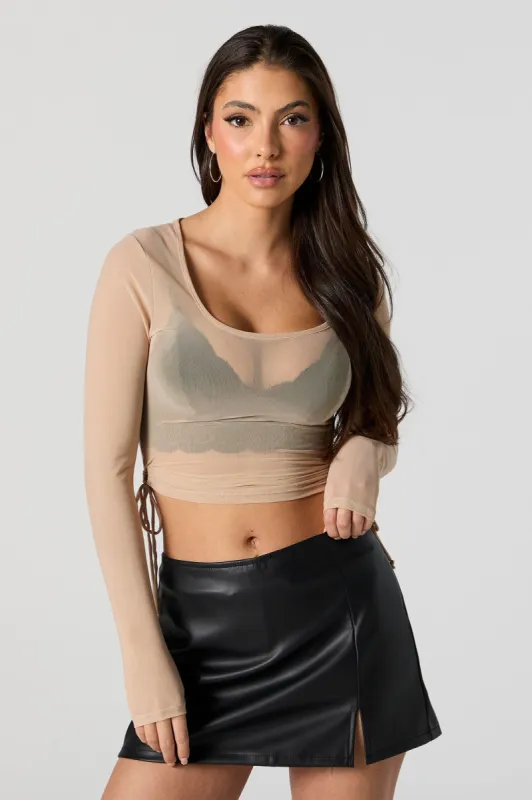 Mesh Drawstring Side Crop Top sold by Urban Planet