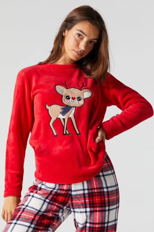 Plush Rudolph 2 Piece Holiday Pajama Set sold by Urban Planet