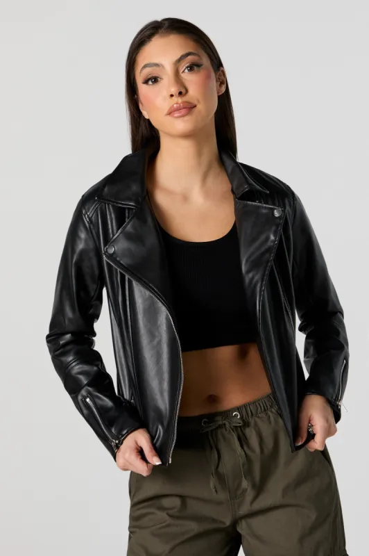 Faux Leather Biker Jacket sold by Urban Planet