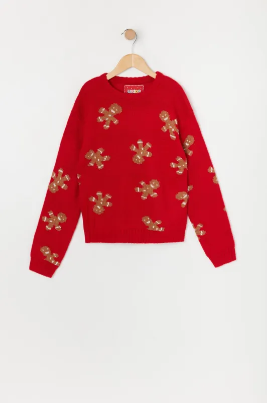 Girls Gingerbread Print Knit Sweater sold by Urban Planet