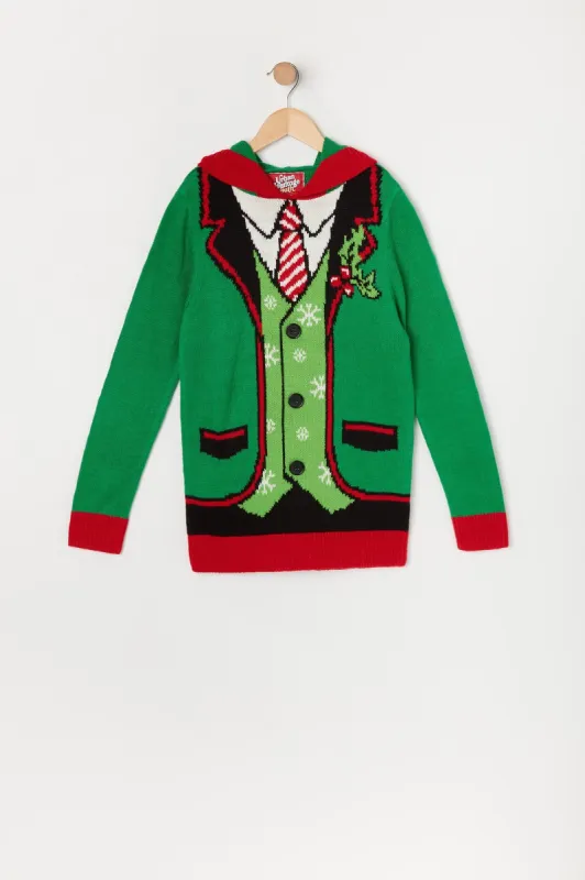 Chandail Hideux Noël à capuchon avec imprimé Elfe pour garçon sold by Urban Planet
