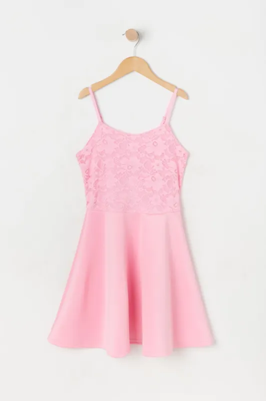 Robe-camisole rose à jupe virevoltante et haut en dentelle pour fille sold by Urban Planet