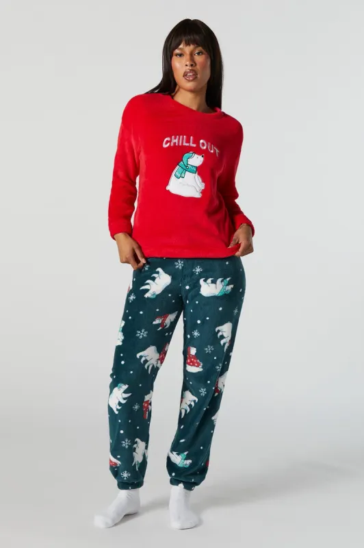 Plush Chill Out 2 Piece Pajama Set sold by Urban Planet