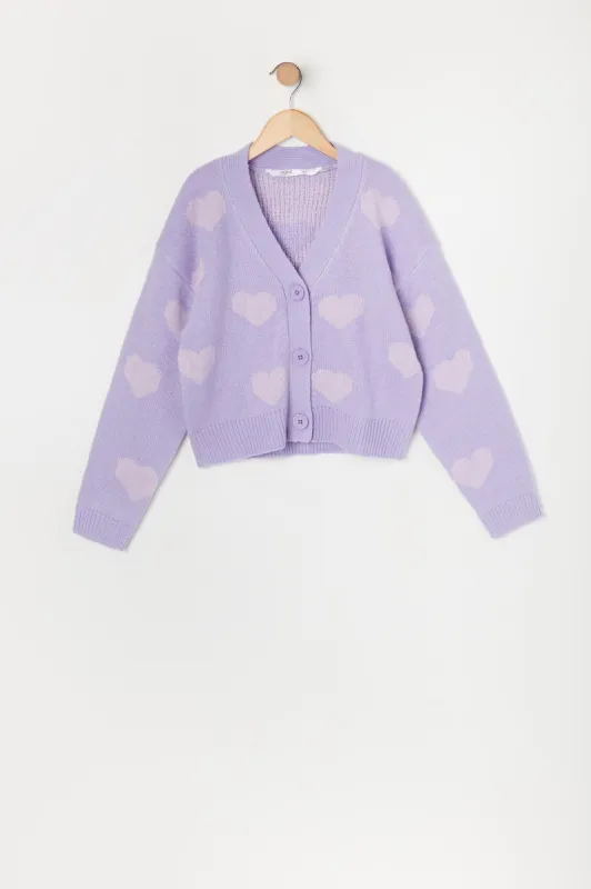 Cardigan en tricot à imprimé Coeur pour fille sold by Urban Planet