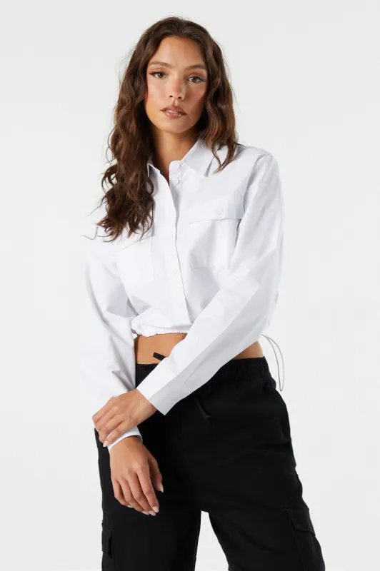 Cinched Button-Up Top sold by Urban Planet