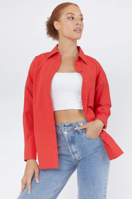 Oversized Button-Up Poplin Shirt sold by Urban Planet