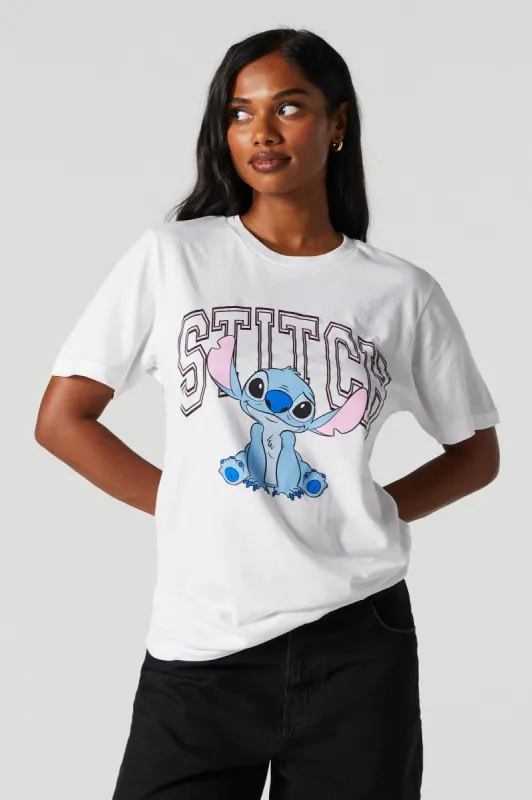 T-shirt de coupe garçonne à imprimé Stitch sold by Urban Planet
