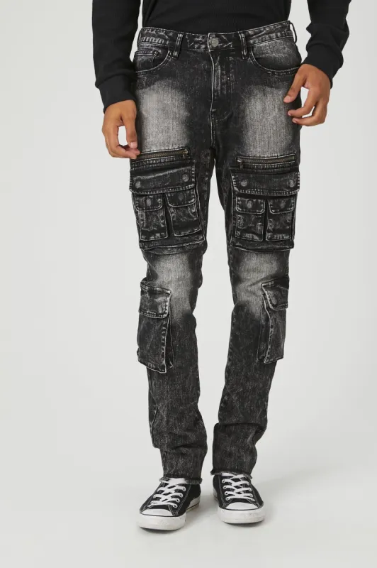 Jean cargo délavé à la pierre avec poches multiples sold by Urban Planet