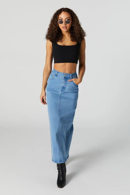 Jupe maxi en denim délavé pâle sold by Urban Planet