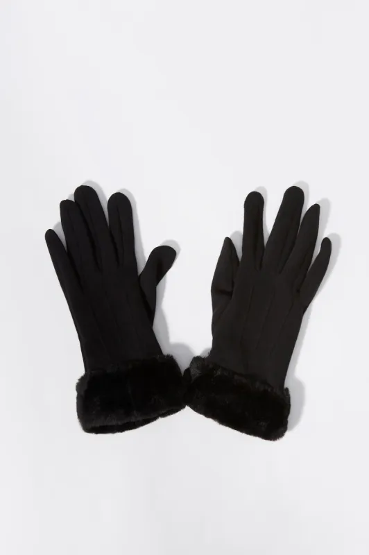 Gants pour écran tactile avec revers en similifourrure sold by Urban Planet