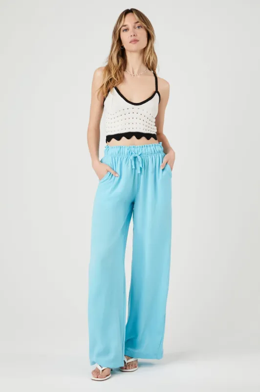 Pantalon à jambe large en crêpe à taille coulissante sold by Urban Planet