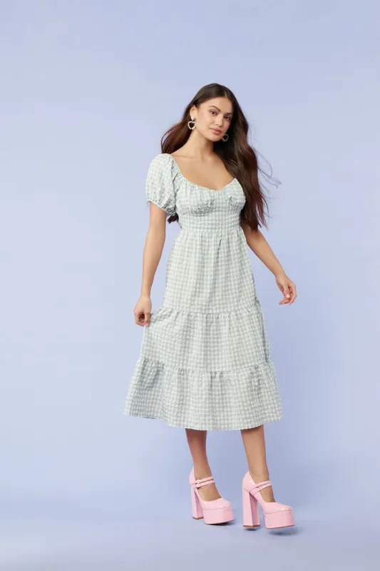 Gingham Babydoll Midi Dress sold by Urban Planet