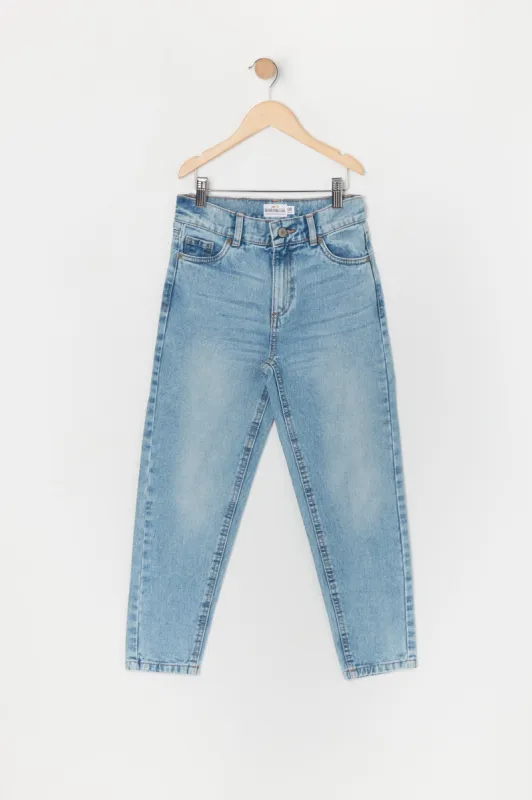 Girls High Rise Light Wash Mom Jean sold by Urban Planet