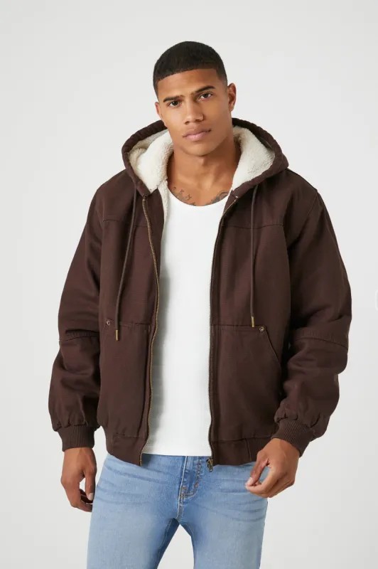 Faux Shearling Trim Zip-Up Hoodie sold by Urban Planet