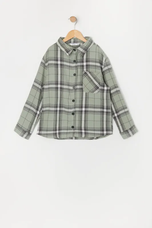 Green Girls Plaid Flannel sold by Urban Planet