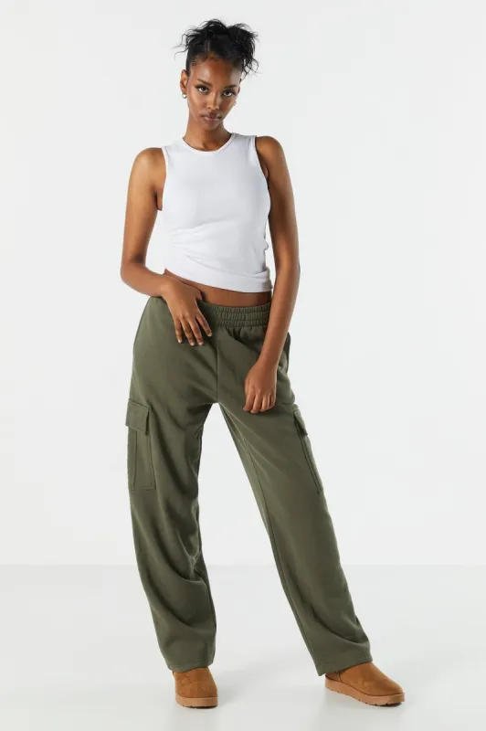 Fleece Wide Leg Cargo Pant sold by Urban Planet